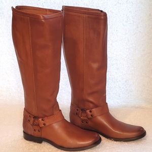 FRYE Phillip Harness Tall EXTENDED CALF in Cognac 7.5M BNIB!